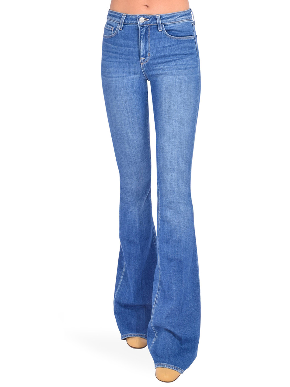 L'Agence Bell High Rise Flare in Century Blue Front View